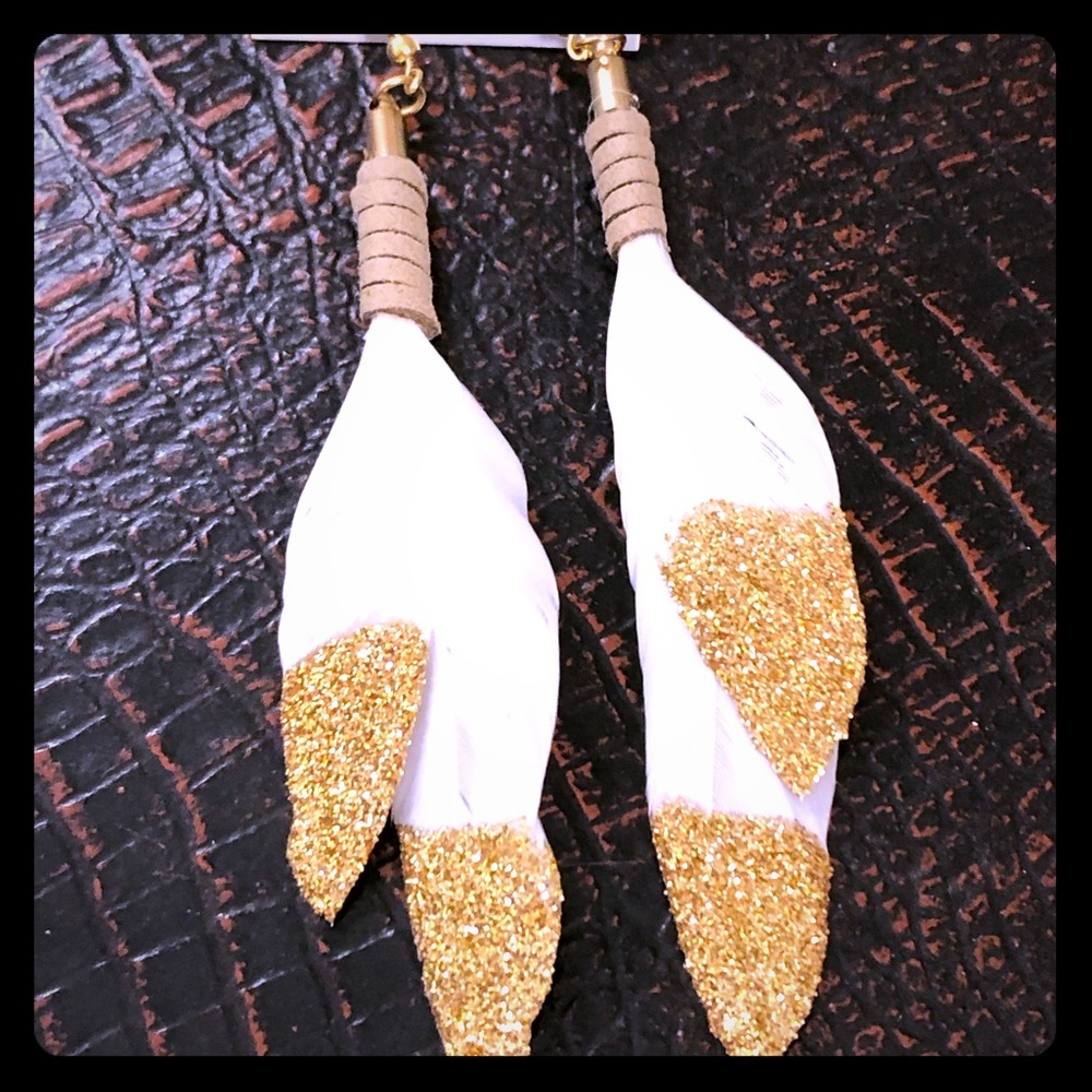 Gold Tail Feather Earring